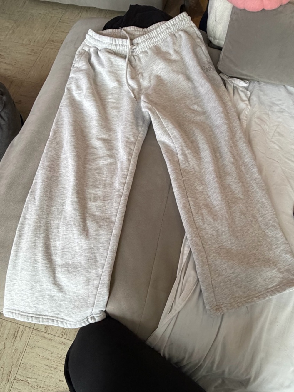 Wide Leg Women's Sweatpants - Light Heather Gray